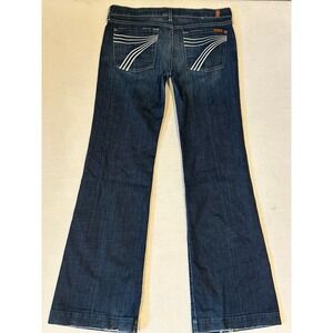 7 Seven For All Mankind DOJO Women's Jeans Size 31 Flare Low Rise N.Y. DARK Wash